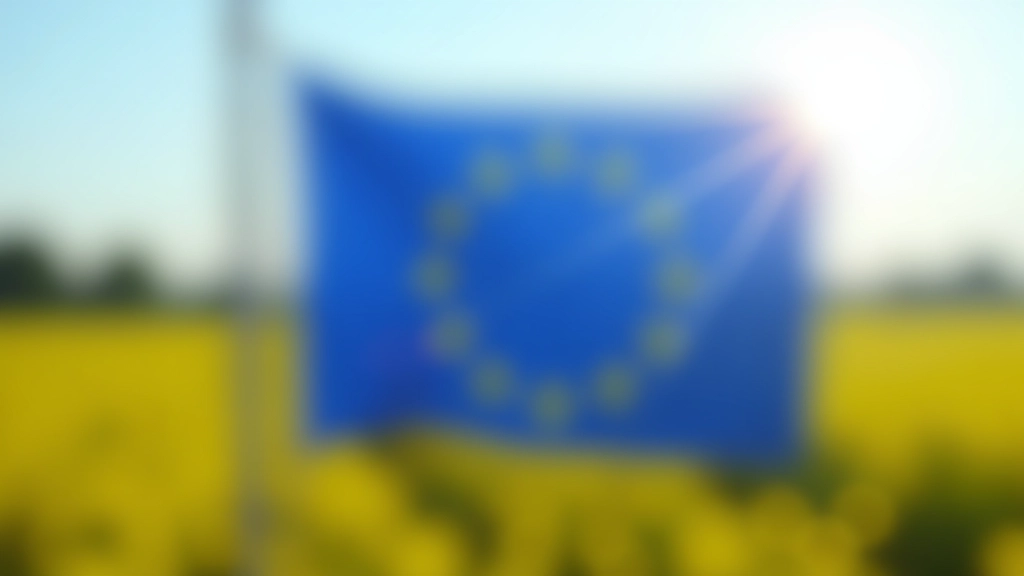 EU-Flagge über Agrarlandschaft symbolisierend die europäische Agrarpolitik und Subventionensysteme